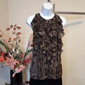 NWOT Nue Options Women’s Printed Ruffle Lined Camisole Blouse Summer Top 10